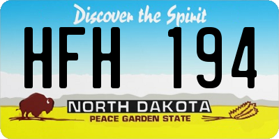 ND license plate HFH194