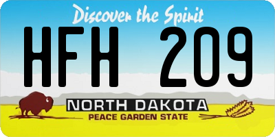 ND license plate HFH209