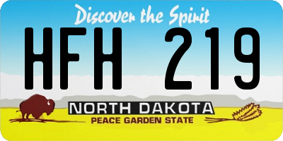 ND license plate HFH219