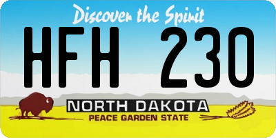 ND license plate HFH230