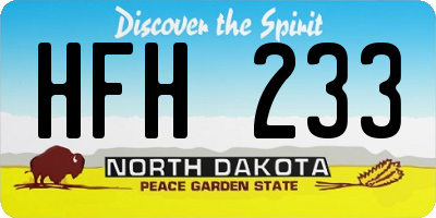 ND license plate HFH233