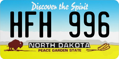 ND license plate HFH996