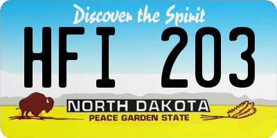 ND license plate HFI203