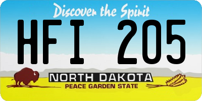 ND license plate HFI205