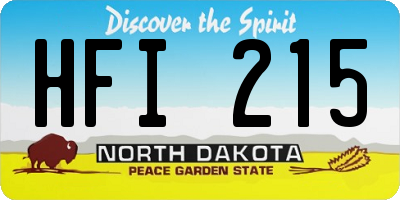 ND license plate HFI215