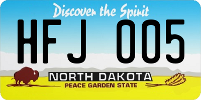 ND license plate HFJ005