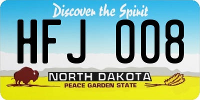 ND license plate HFJ008