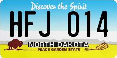 ND license plate HFJ014