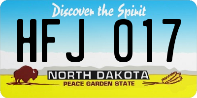 ND license plate HFJ017