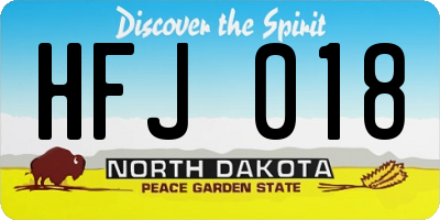 ND license plate HFJ018