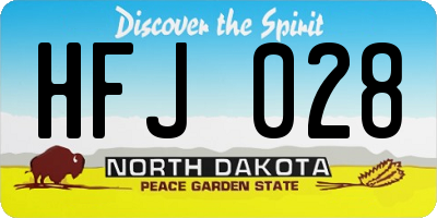 ND license plate HFJ028