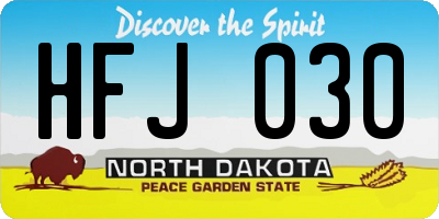 ND license plate HFJ030