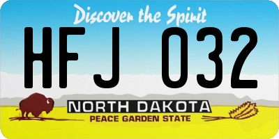 ND license plate HFJ032