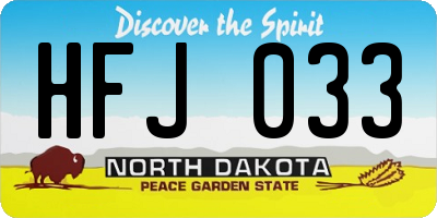 ND license plate HFJ033