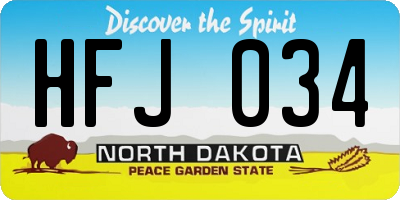 ND license plate HFJ034