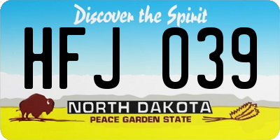 ND license plate HFJ039