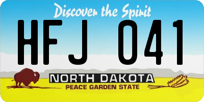 ND license plate HFJ041