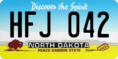 ND license plate HFJ042