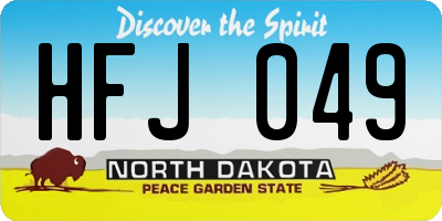 ND license plate HFJ049