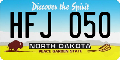 ND license plate HFJ050