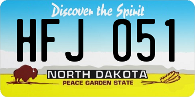 ND license plate HFJ051