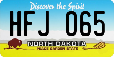 ND license plate HFJ065