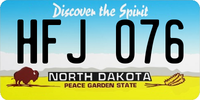 ND license plate HFJ076