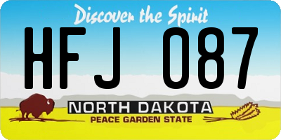 ND license plate HFJ087