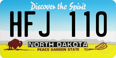 ND license plate HFJ110