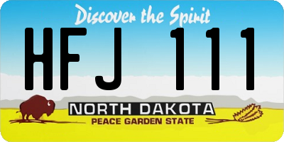 ND license plate HFJ111