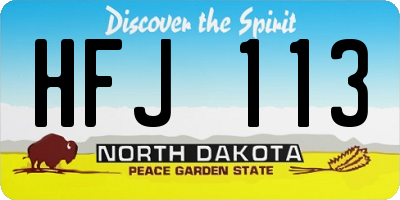 ND license plate HFJ113