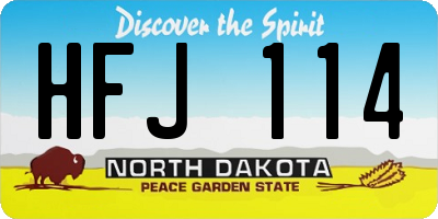 ND license plate HFJ114