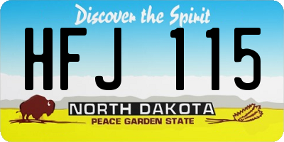 ND license plate HFJ115