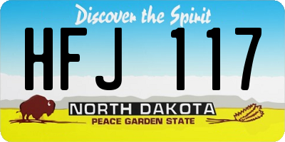 ND license plate HFJ117