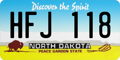 ND license plate HFJ118