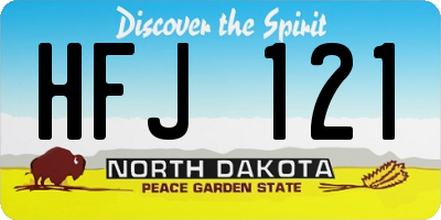 ND license plate HFJ121