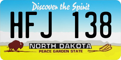 ND license plate HFJ138