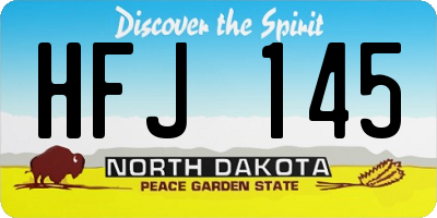 ND license plate HFJ145