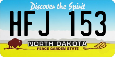 ND license plate HFJ153