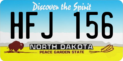 ND license plate HFJ156