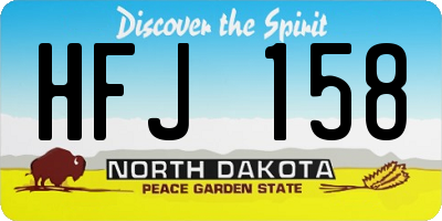 ND license plate HFJ158