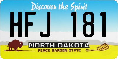 ND license plate HFJ181