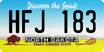 ND license plate HFJ183