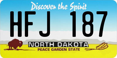 ND license plate HFJ187