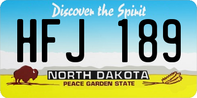 ND license plate HFJ189