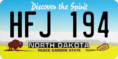 ND license plate HFJ194