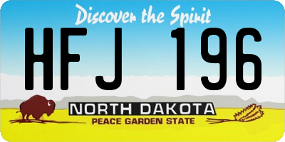 ND license plate HFJ196