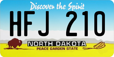 ND license plate HFJ210