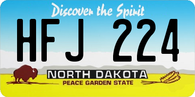 ND license plate HFJ224