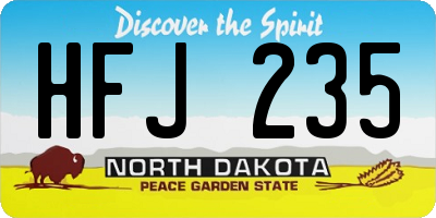 ND license plate HFJ235